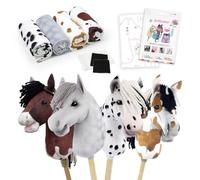 kullaloo DIY Stick Horse Sewing Material Kit ✦ Sew 4 Realistic Hobby Horses with Our Cuddly Fabric Panels ✦ Includes Sewing Pattern with PES & SVG Files
