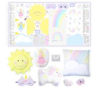 kullaloo Fabric Sewing kit for Beginners - with Video Instructions - Cut & Sew Fabric Panel with Unicorn and Fairy - DIY Carft for Girls (Magic World)