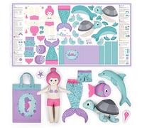 kullaloo Sewing kit for Kids Beginners - DIY Craft for Girls & Boys - Cut & Sew Fabric Panel Mermaid (Underwater Tales)