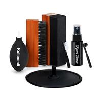 Kulloomii 7pcs Vinyl Record Cleaning Kit, Velvet & Microfiber Brushes, Anti-Static Cleaner, Label Protector, Air Blower, Stylus Brush, Velvet Brush Cleaner, Black, Fabric & Silicone Handle Materials