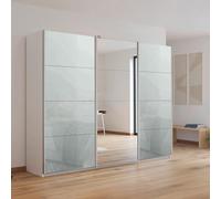 Kulmbach Sliding Mirror Wardrobe - 271cm - 3 Door - Alpine White & Silk Grey Glass