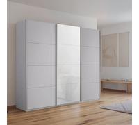 Kulmbach Sliding Wardrobe - 203cm - 3 Door - Silk Grey & White Glass Front