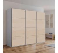 Kulmbach Sliding Wardrobe - 271cm - 3 Door - Silk Grey & Champagne Glass