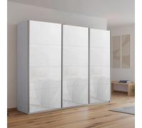 Kulmbach Sliding Wardrobe - 271cm - 3 Door - Silk Grey & White Glass
