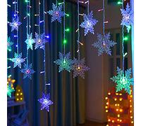 KULSUM Christmas Snowflake LED String Lights - 3.5m Snowflake LED Curtain Lights Garland Wedding Decorations for Christmas, Wedding, Ramadan, Terrace, Lawn Party Decoration (Snowflake, Multicolor)