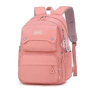 KULSUM Girls Backpack School Bags, Large Capacity Rucksack Secondary Middle High School Multi-Pocket Waterproof Backpacks Bookbag for Children Teen Girls (Pink)