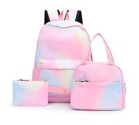 KULSUM School Bag Backpack Sets for Girls, 3 in 1 Children Bookbags Lightweight Colorful Rucksack, Tie Dye Schoolbag with Lunch Bag and Wallet for Primary Secondary Middle School Teen Girls (Style C)