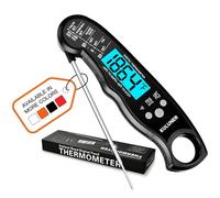KULUNER TP-01 Waterproof Digital Instant Read Meat LCD Thermometer with 4.6” Folding Probe Backlight & Calibration Function for Cooking Food Candy, BBQ Grill, Liquids,Beef(Black)