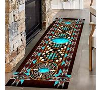 Kuluoits Boho Hallway Runner Rug, 60x240cm, Vintage Western Southwestern Bohemian Geometric Print Rugs, Brown Blue Non-Slip Washable Area Rugs for Living Room Bedroom Laundry Room Bathroom