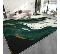 Kuluoits Dark Green Marble Area Rug 160x230cm Fashion Abstract Lines Print Carpet Luxury Green and White Marble Rugs Living Room Non-Slip Washable Carpet for Bedroom Dining Home Office Soft Rugs