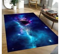 Kuluoits Deep Blue Nebula Area Rug, 80x150cm Aesthetic Purple Galaxy Starry Space Carpet for Living Room Bedroom Lounge, Soft Modern Abstract Mat Decor for Kids Everyday Play and Crawling