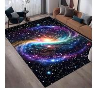 Kuluoits Galaxy Area Rug, 60x90cm Solar System Blue and Purple Outer Space Theme Doormat, Non-slip and Washable Carpet for Children's Bedrooms and Living Rooms, Sparkling Starry Sky Print Rugs