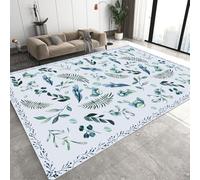 Kuluoits Leaf Area Rug, 60x90cm, Tropical Palm Leaves Rugs, Eucalyptus Decor, Eucalyptus Leaf Rug, Green Leaves Rugs for Living Room Bedroom, Washable Non Slip Soft Small Carpet Home Decor