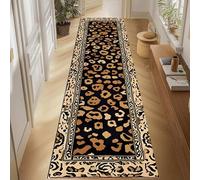 Kuluoits Leopard Hallway Runner Rug,60x150cm, Hunting Animal Theme Cheetah Texture Kitchen Throw Rugs, Vintage Wild Animal Design, Washable Non-Slip Durable Living Room Rugs for Bedroom Dining Room