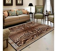 Kuluoits Leopard Print Area Rug 70x140cm Cheetah Tiger Print Carpet Indoor Floor Mat Safari Animal Living Room Rugs Bedroom Decor Brown Black Accent Rugs Retro Fashion Carpet Non-Slip and Washable