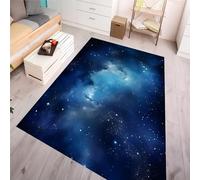 Kuluoits Luxury Deep Blue Starry Area Rug 120x180cm Living Room Bedroom Large Modern Nebula Galaxy Design Soft Durable Non-Slip Washable Carpet Mat Rugs for Study Dorm Kitchen Dining Nursery