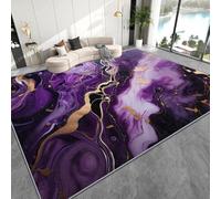 Kuluoits Marble Purple Rug 100x150cm Luxury Art Non-Slip Area Rug Modern Abstract Rugs Aesthetics Line Rectangular Rugs Soft Mat for Living Room Bedroom, Machine Washable Home Decor Carpet