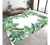 Kuluoits Palm Leaf Area Rug, 60x90cm, Bohemian Tropical Jungle Plant Washable Rug, Emerald Green Leaves Home Decor, Non-Slip Easy to Clean Rugs for Living Room Bedroom Dining Room Room Decor