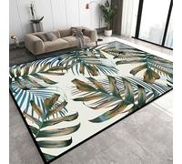 Kuluoits Plant Leaves Area Rug 60x110cm Green Burnt Leaf Monstera Palm Leaves Creative Rugs Boho Giant Plant Leaf Decoration, Washable Floor Carpet, Anti-Slip Mats for Living Room Bedroom Dining Room