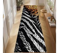 Kuluoits Tiger Print Area Rug,60x120cm, Animal Texture Black and White Tiger Print Yellow Leopard Abstract Carpet, Cool Cheetah Runner Rugs, Soft Machine Washable Hallway Rugs for Playroom Study Room