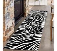 Kuluoits Zebra Runner Rug 80x200cm Black White Stripe Accent Entrance Carpet Rugs Indoor Floor Mat Non-Slip Safari Animal Zebra Print Washable Runner Rugs Area Rug for Kitchen Living Room Bedroom