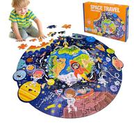 Kulveanju Floor Jigsaw Puzzles for Kids 3 4 5 6 7 8 Year Olds, 128 PCS Large Space Rocket Spacecraft Round Puzzle, 44x45cm Kids Jigsaw, Educational Toys for Toddlers Boys & Girls