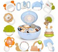Kulveanju Teething Toys Set for Baby - 12 PCS Silicone Baby Rattle Teether Sensory Toy for Babies 0-6 6-12 Months, BPA-Free, Essentials Gifts for Newborn Infant Boy Girl Autism