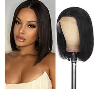 KULYMUWIG - Human Hair Material with Straight Bob Wig: Our 13x4 Lace Front Wig is 100% Unprocessed Brazilian Human Hair