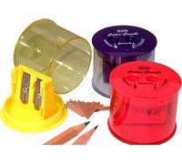 KUM Color Combi 2-Hole Pencil Sharpener, Hard Plastic Casing, Blue/Red/Yellow, 12 Count Box (KUM-218-12)