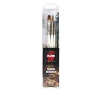 KUM Essential Watercolor 5147616 Brush Set, 3 Brushes for Watercolour Painting