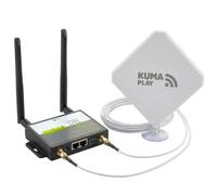 KUMA CONNECT PLAY Unlocked 4G Router (Includes 5GB Data SIM) | High Gain MiMo Window Antenna | 150Mbps Caravan WiFi & Motorhome Internet Kit 12V/240V | Connect 32 Devices | Portable Split System