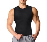 KUMAYES Men Compression Shirt Slimming Undershirts Tummy Control Vest Athletic Body Shaper Shapewear Workout Tank Top Black