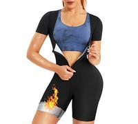 KUMAYES Sauna Sweat Suit for Women Full Body 3 in 1 Workout Slimming Hot Vest Tummy Control Shapewear (black, L)