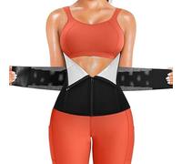 KUMAYES Waist Trainer Belt for Women Belly Fat Sauna Sweat Waist Cincher Trimmer Tummy Control Wrap Workout Body Shaper Band Zipper Black-grey