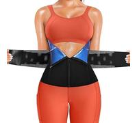 KUMAYES Waist Trainer Belt for Women Belly Fat Sauna Sweat Waist Cincher Trimmer Tummy Control Wrap Workout Body Shaper Band Zipper Black-blue