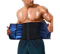 KUMAYES Waist Trimmer for Men, Sweat Belt Sauna Waist Trainer Double Layer Waist Trimmer with Zip for Men, for Workout, Running, Fitness and Gym Black