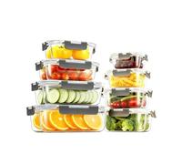 KUMD 16-Piece (8 Sets) Glass Food Storage Containers with Airtight Locking Lids - Leak Proof Meal Prep & Lunch Boxes, Oven, Microwave, Freezer & Dishwasher Safe, BPA Free & LFGB Certified