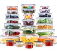 KUMD 50-Piece Set (25-Pack) Plastic Food Storage Containers with Lids - Includes 2x Jumbo 2.5L & 2x 1.5L Large Tubs, Airtight Nesting Meal Prep Boxes, Microwave Safe, BPA Free
