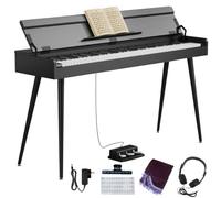 KUMENG Digital Piano 88 Key Weighted Keyboard Full-Size Desk Electric Piano | Progressive Hammer-Action For Beginner Sheet Music Stand, Pedal, Power Adapter, Headphone Mode, USB-MIDI