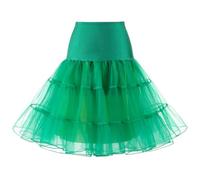 Kumeng Women's 50s Vintage Petticoat Half Slip Tutu Underskirt 25.59" Crinoline Rockabilly, Green, Large