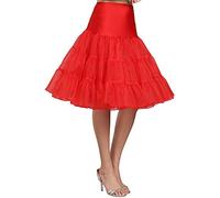Kumeng Women's 50s Vintage Petticoat Half Slip Tutu Underskirt 25.59" Crinoline Rockabilly, Red, Medium