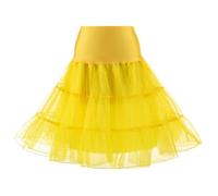 Kumeng Women's 50s Vintage Petticoat Half Slip Tutu Underskirt 25.59" Crinoline Rockabilly, Yellow, Large