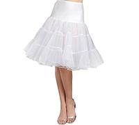 Kumeng Women's 50s Vintage Rockabilly Petticoat 28'' Length Net Underskirt Petticoat Half Slip - White -