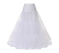 Kumeng Women's Ankle Length Petticoats Long Plus Size Wedding Slips Crinoline Underskirt for Prom Evening Wedding Dress, White, S-M