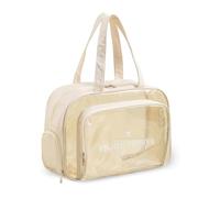 kumet Large Clear Toiletry Bag with Shoe Compartment, Multi-Functional PVC Travel Tote, Durable and Versatile Organizer for Travel, Gym, Pool, and More, Beige, Fashionable
