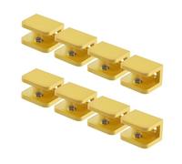 KUMGROT 1.23" Inch Shelf Square Clips, Gold Pure Copper U Bracket Brass, Adjustable Support Brackets for Clamping 0.39"-0.47"(10-12Mm) Glass Coffee Tables And Bathroom Doors, 8 Pcs (U09)