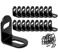 KUMGROT 20 Pcs Adjustable Wood Table Top Expansion Bracket Corner L Brackets Clips Fastener Connector Woodworking Fasteners Hardware Right Angle Corner Brace, Black