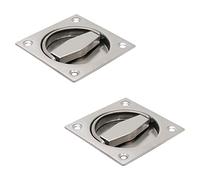 KUMGROT 2pcs Hidden Door Handle Recessed Pull Concealed Handle for Door Drawer Cupboard Stainless Steel Handle Square Inset Door Handle Pull Sliding Door Handle 4 Holes