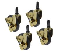 KUMGROT 3 Inch Furniture Casters Wheels Vintage Antique Swivel Caster with Brake Function Moving Caster Wheels Office Furniture Casters for Wood Table Chair Cabinet Piano, Gold, 4Pcs
