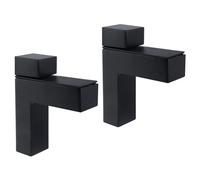 KUMGROT Adjustable F Shape Shelf Bracketswall Clamp, Zinc Alloy Glass Wall Clamp for Glass Cabinets and Tv Stands, 2 Pcs Black Floating Shelf Bracket